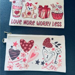 Love-Themed Canvas Pouch Set
